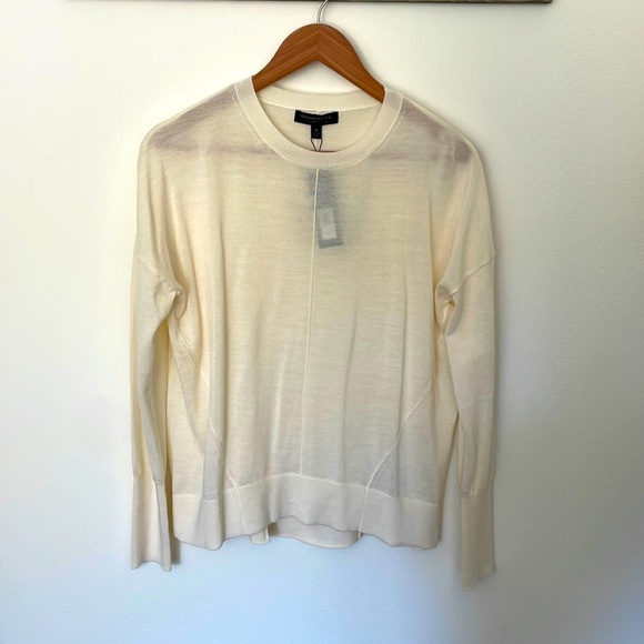 NWT! Banana Republic 100% merino wool sweater, ivory, XS - Picture 1 of 4